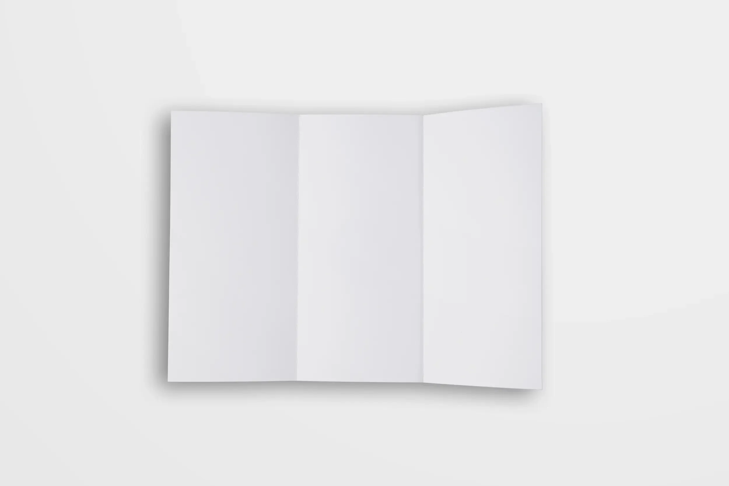 Rozłożone menu składane z trzema panelami, przygotowane do zadruku z ofertą, kartą dań, cennikiem lub informacjami o usługach.